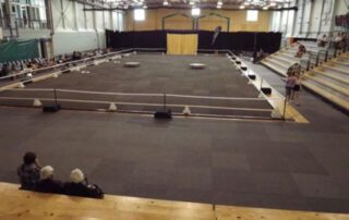 Gym set up using carpet tiles for an equestrian show